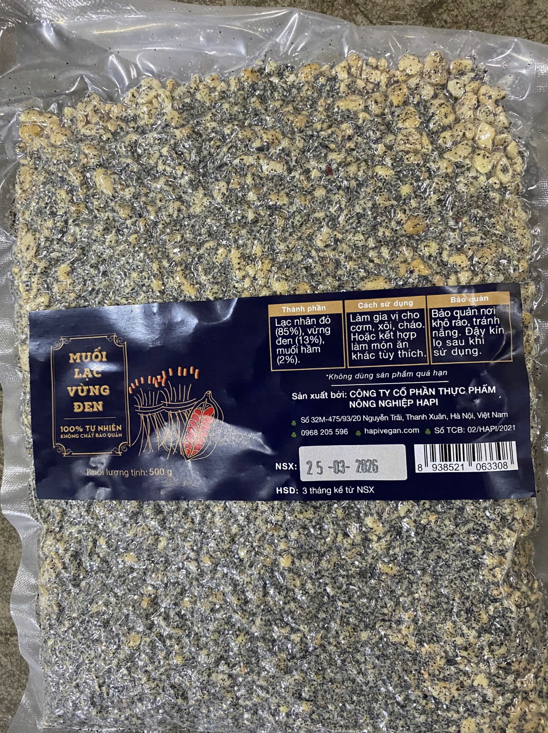 Muối lạc vừng đen Hapi 500g